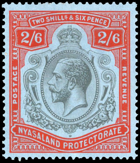 Nyasaland SG 110je 1926 2/6d broken lines below left scroll mint