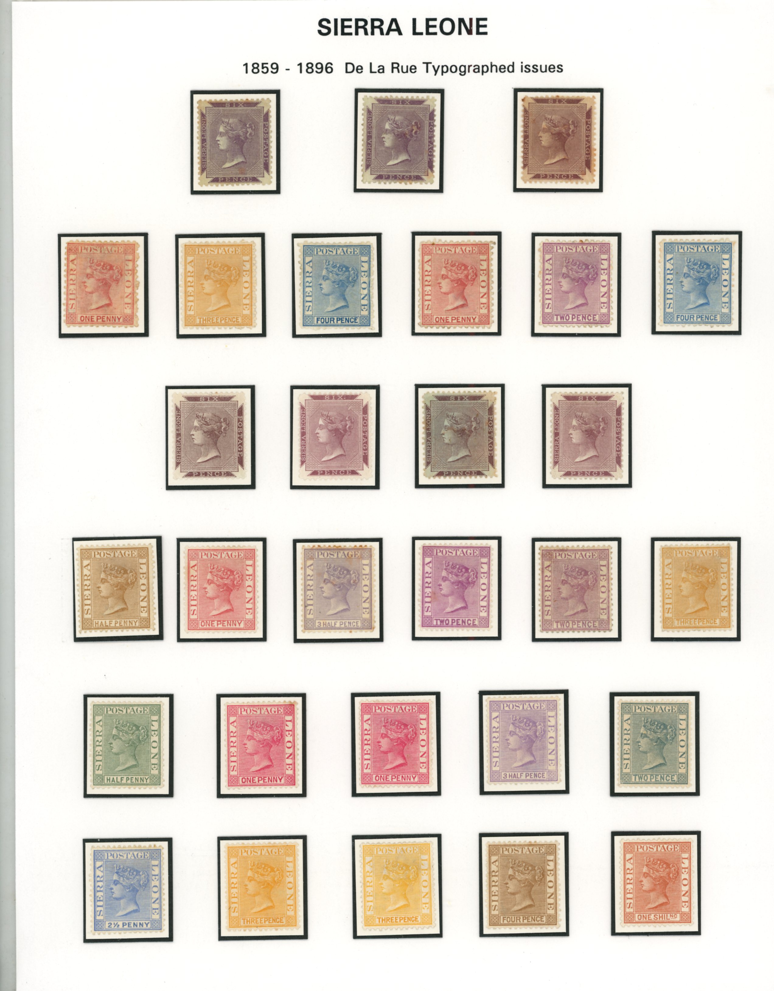 Sierra Leone 1859-1912 mint selection arranged on album...