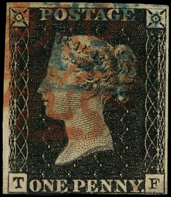 1840 1d Black Pl.5.  blue, framed ‘PyP No. 15, Handsworth’ & MC