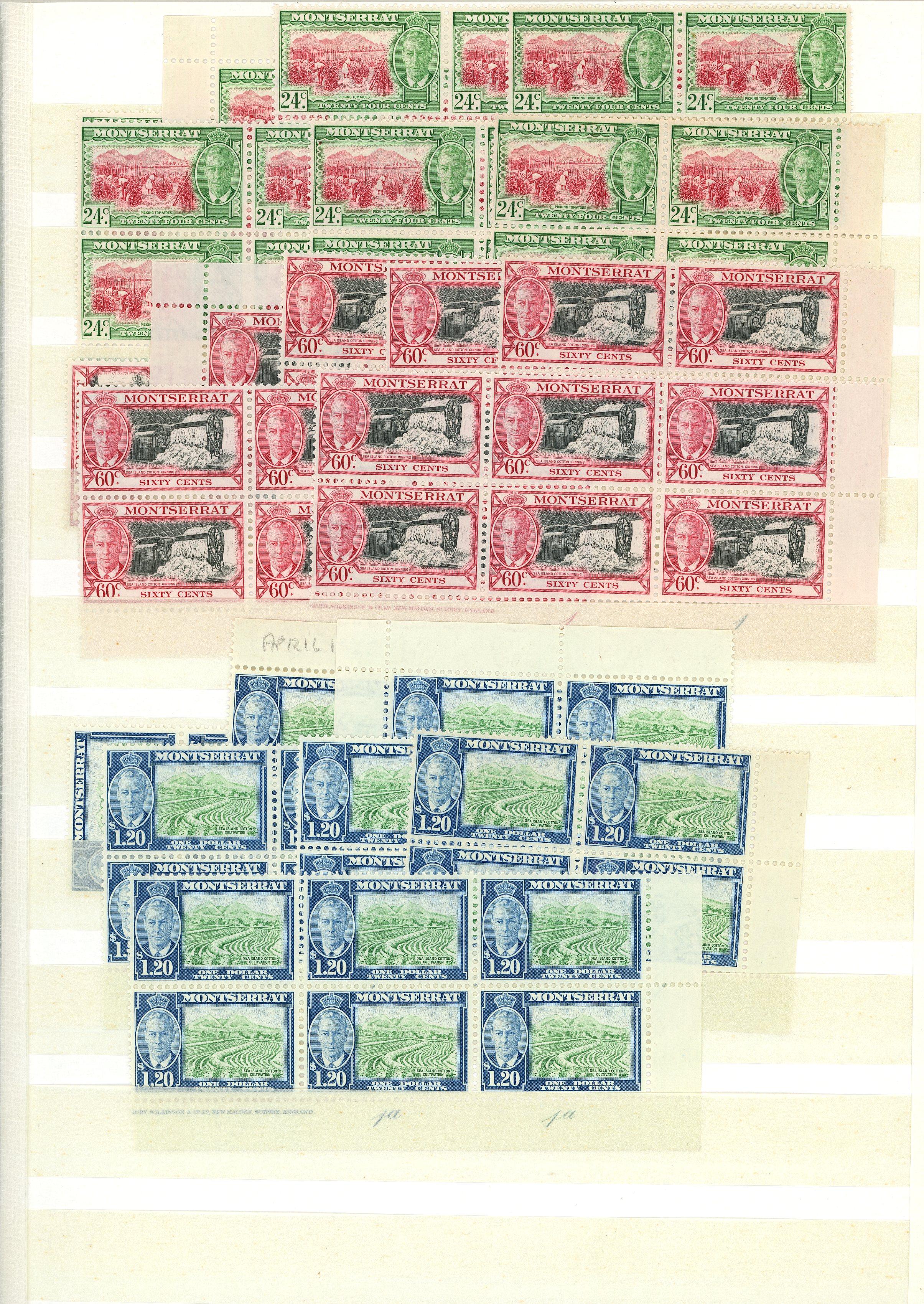 Montserrat SG 123-135 blocks mint
