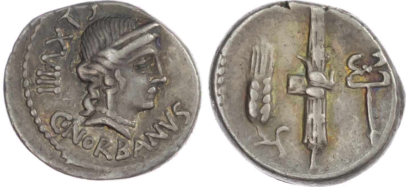 C. Norbanus (83 BC) AR Denarius, Rome, 3.98g. C•NORBANVS – [C]IXVIII, diademed head of Venus facing right. Rev. Fasces with