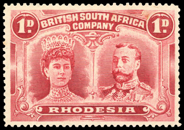 Rhodesia 1910-13 1d carmine-lake perf 15