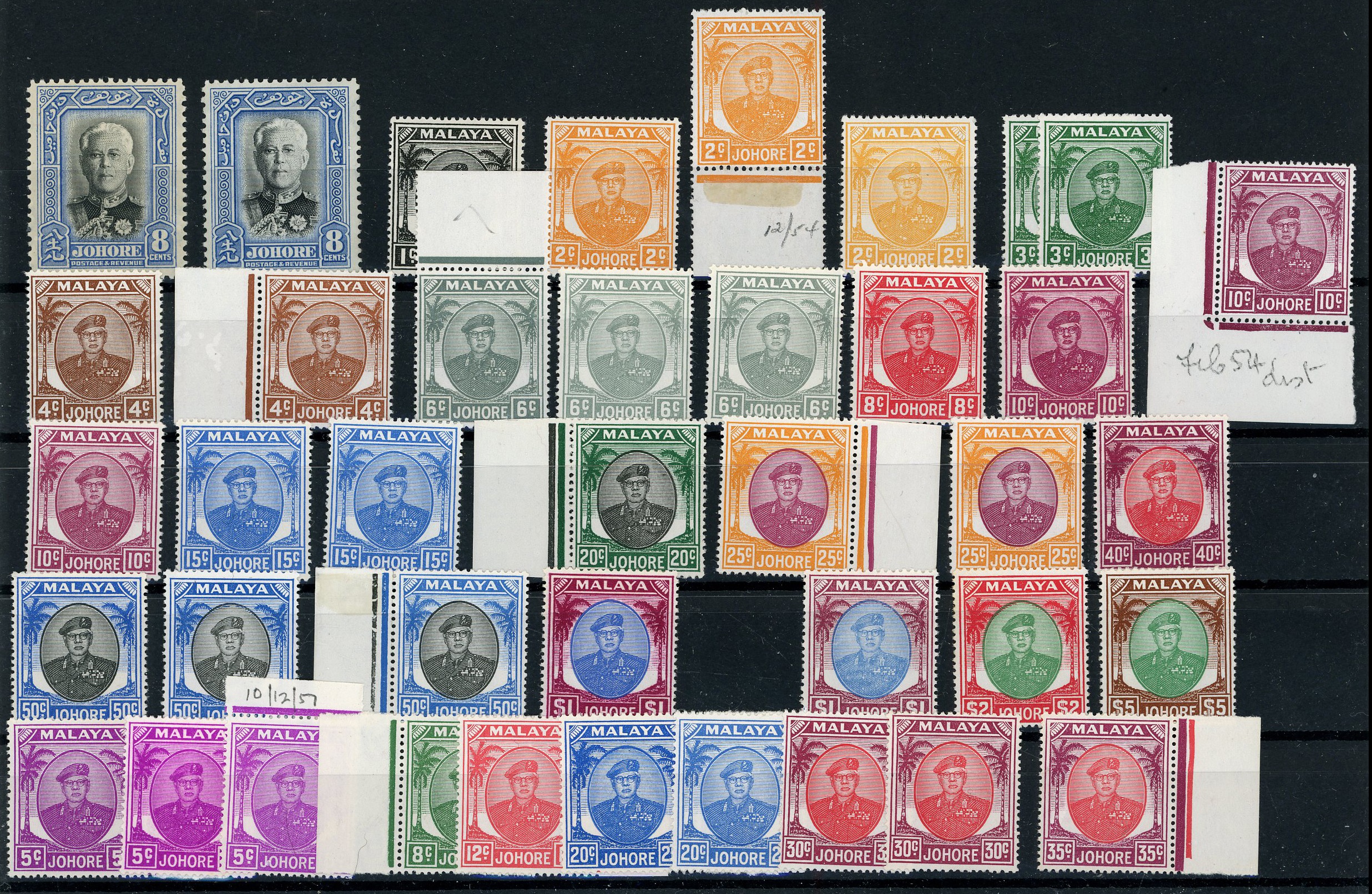 Malaya Johore SG 130-147...