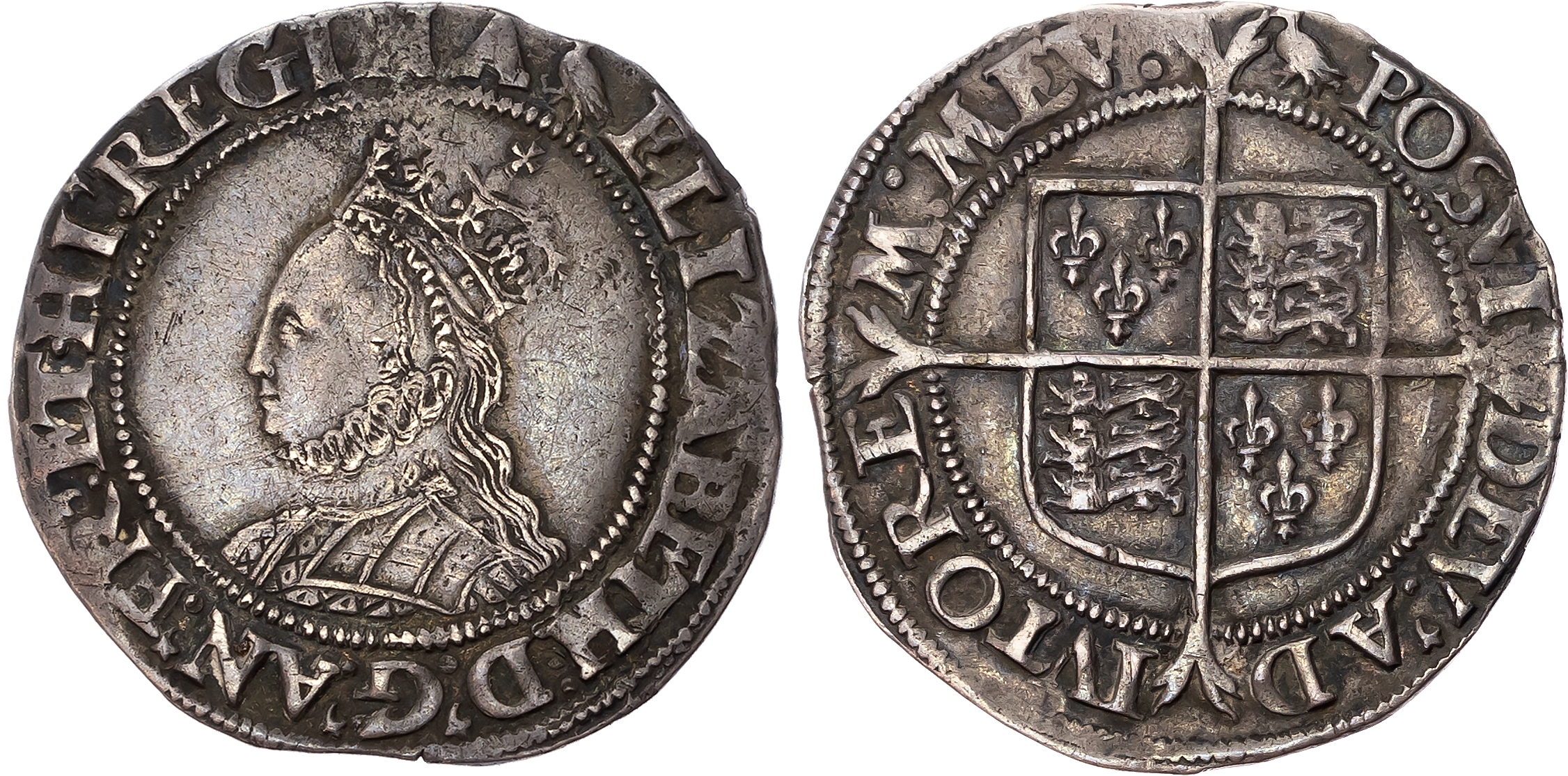 Elizabeth I (1558-1603), AR Shilling, Second issue, bust 3c. Tower mint; mm : martlet - 1560-61. Crowned draped bust lef…