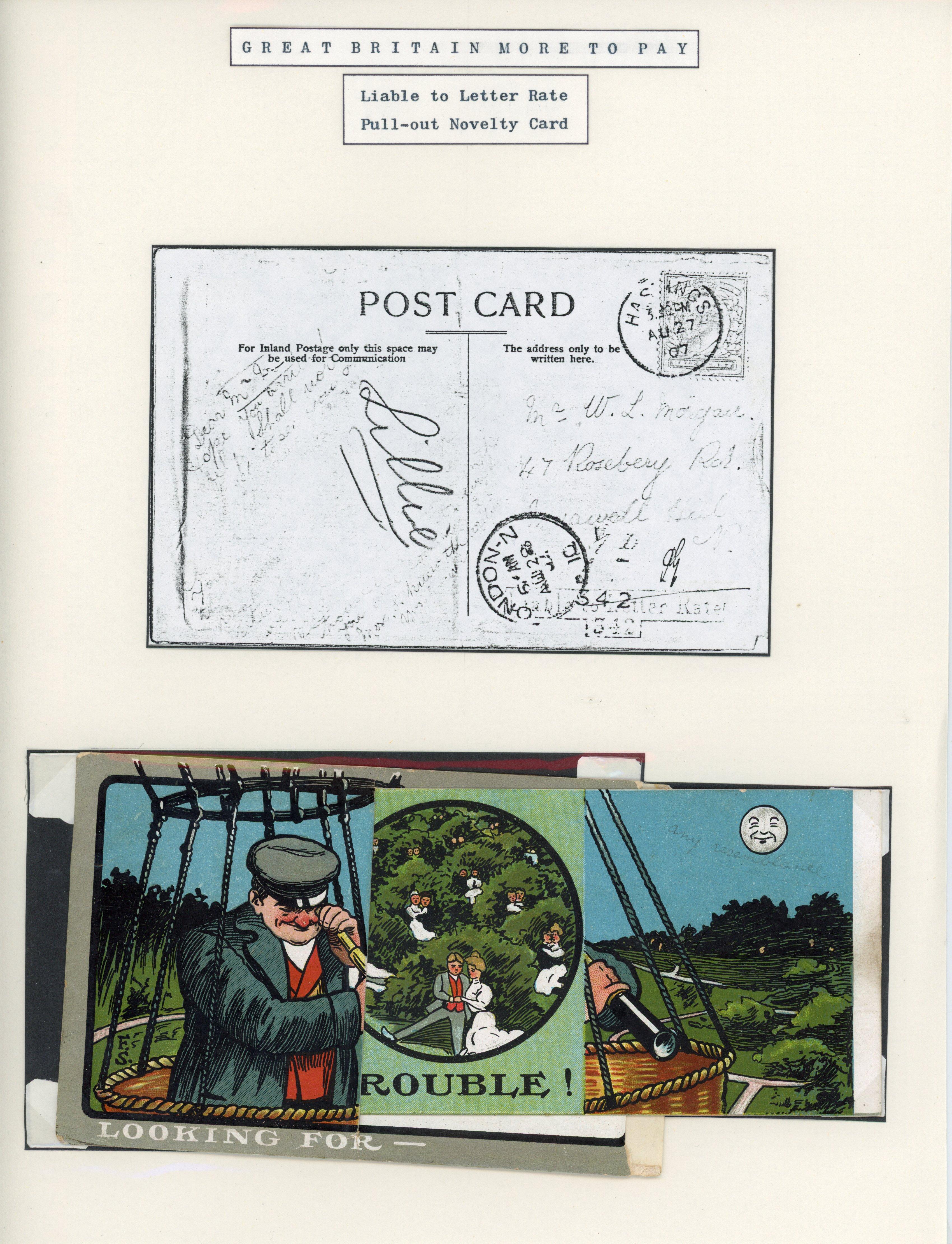 Great Britain 1907 novelty postcard with a pull out tab