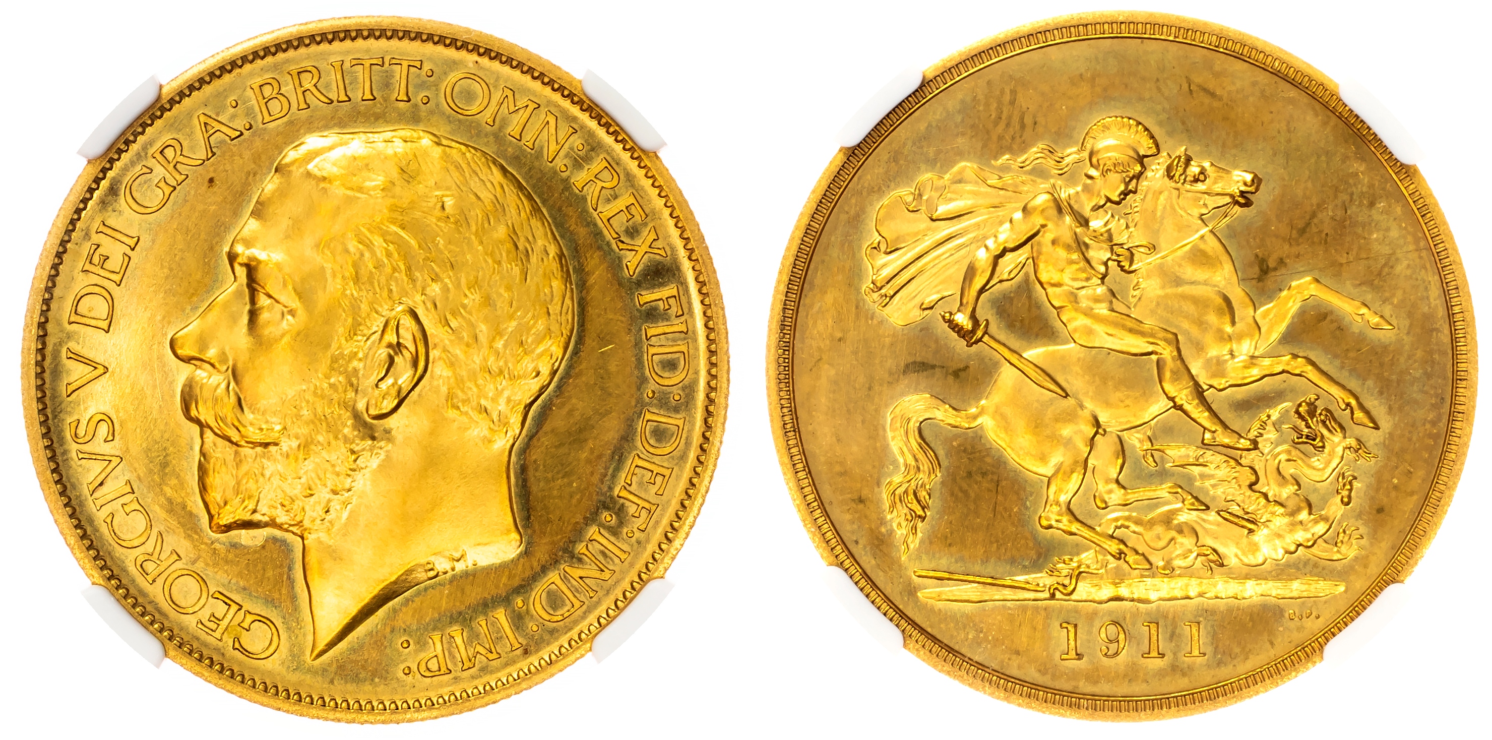 George V (1910-1936), AV Proof Five Pounds, 1911. NGC PF63.