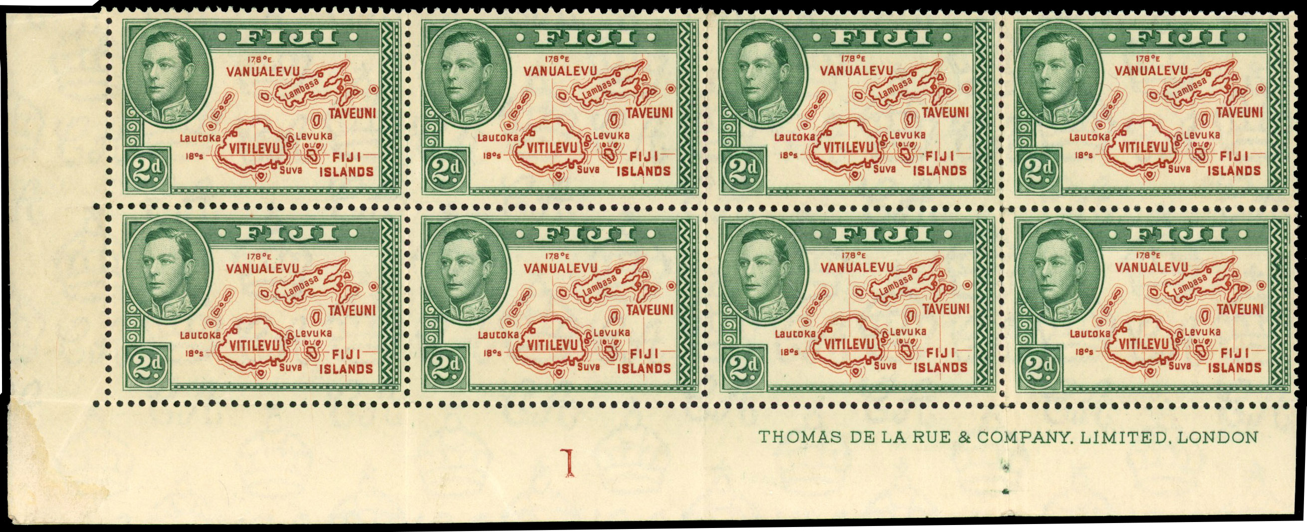 Fiji SG 253a Plate and imprint block mint