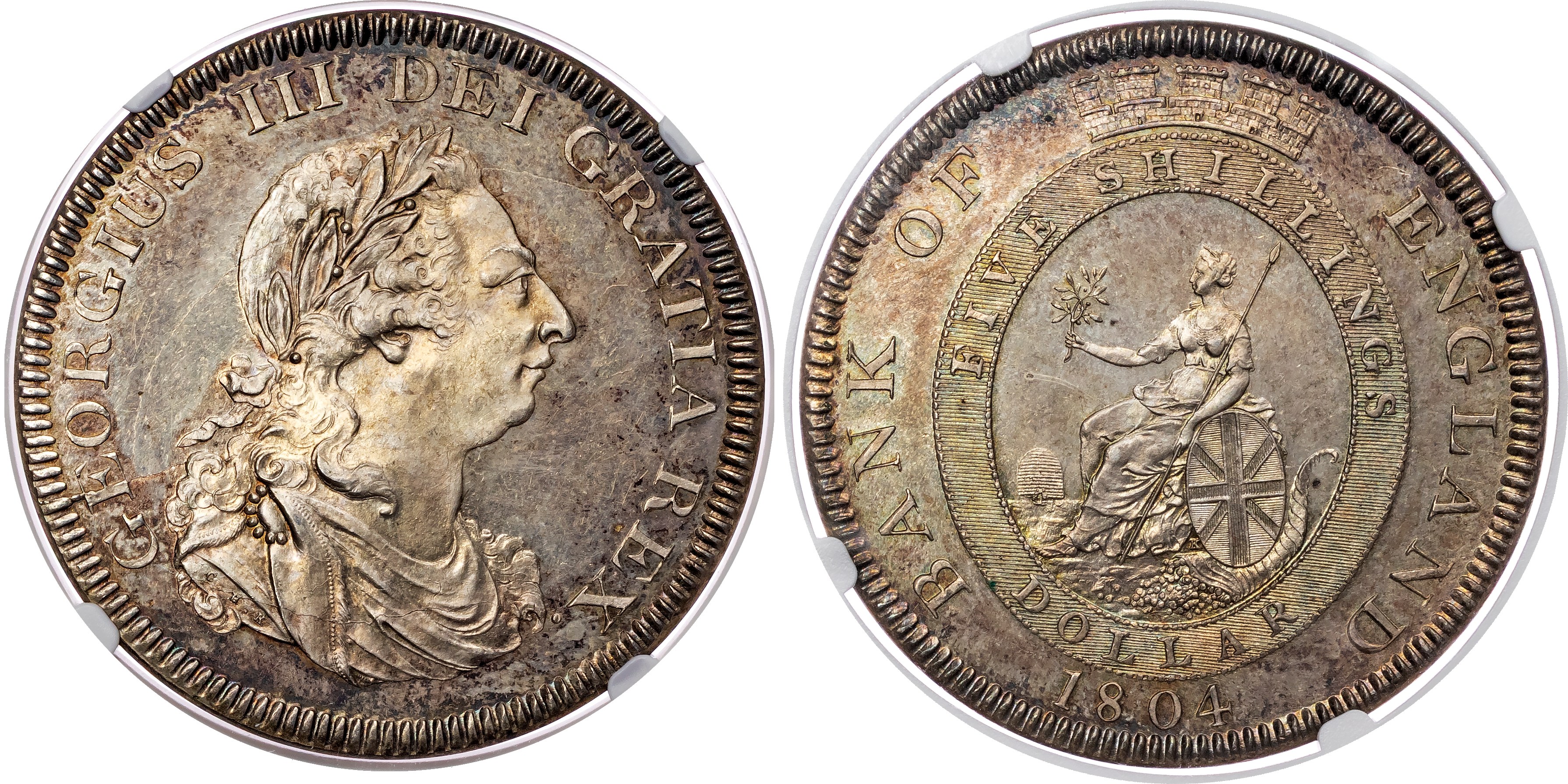 George III (1760‐1820), AR Dollar, 1804, Bank of England Issue, type A2. NGC MS63+