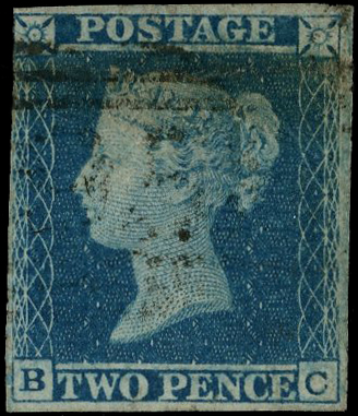 1855 2d Blue Pl.5. (Wmk. Small Crown, Die I, Alphabet II). Used 
