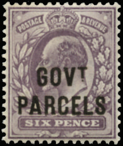 Great Britain 1902 6d Pale dull purple (Govt. Parcels). Very fine unused o.g. example. Ex Michael Astley Collectio…