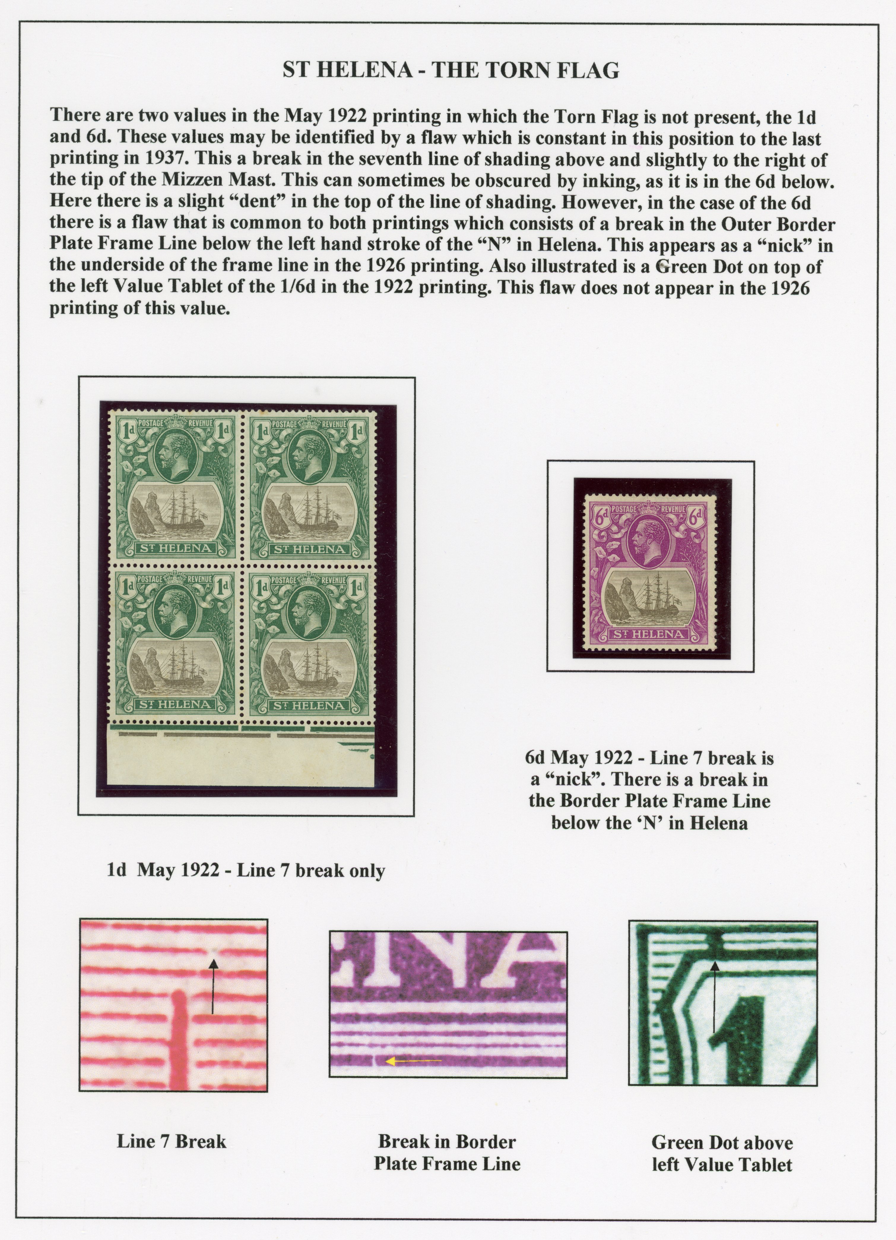 St Helena SG 98/108 torn flag and repairs balance collection