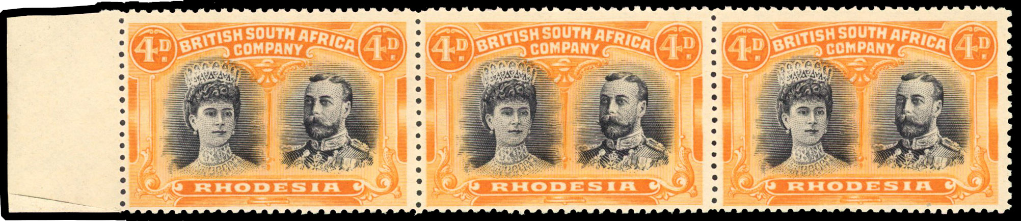 SG 140 4d black and orange strip, #s 26-8 mint