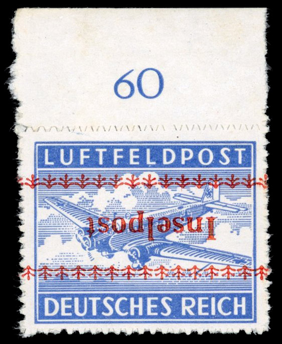 Germany Feldpost 1944 rouletted Crete Inselpost inverted marginal unmounted o.g.