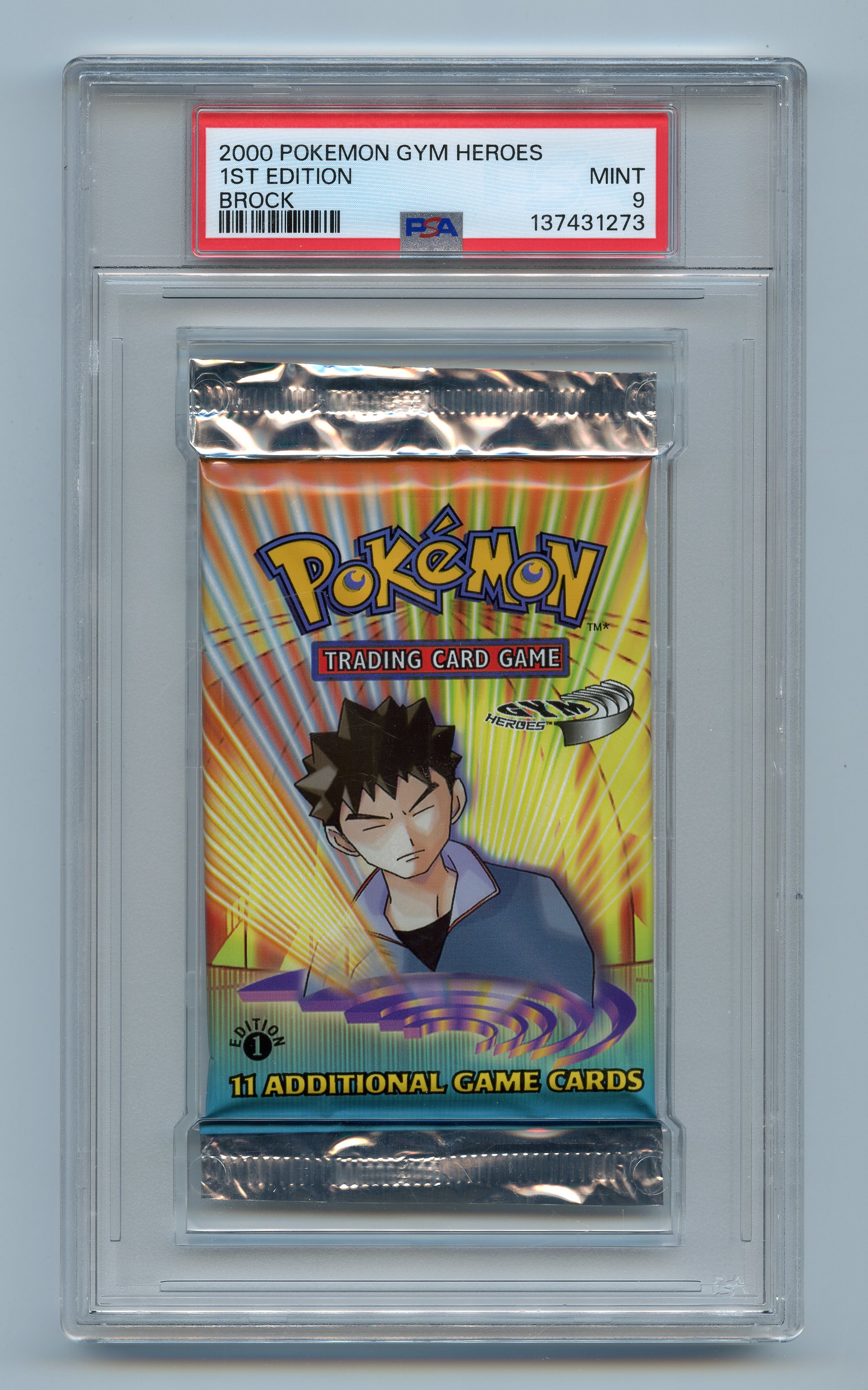 PSA 9 Gym Heroes 1st Edition Booster Pack - Brock Artwork