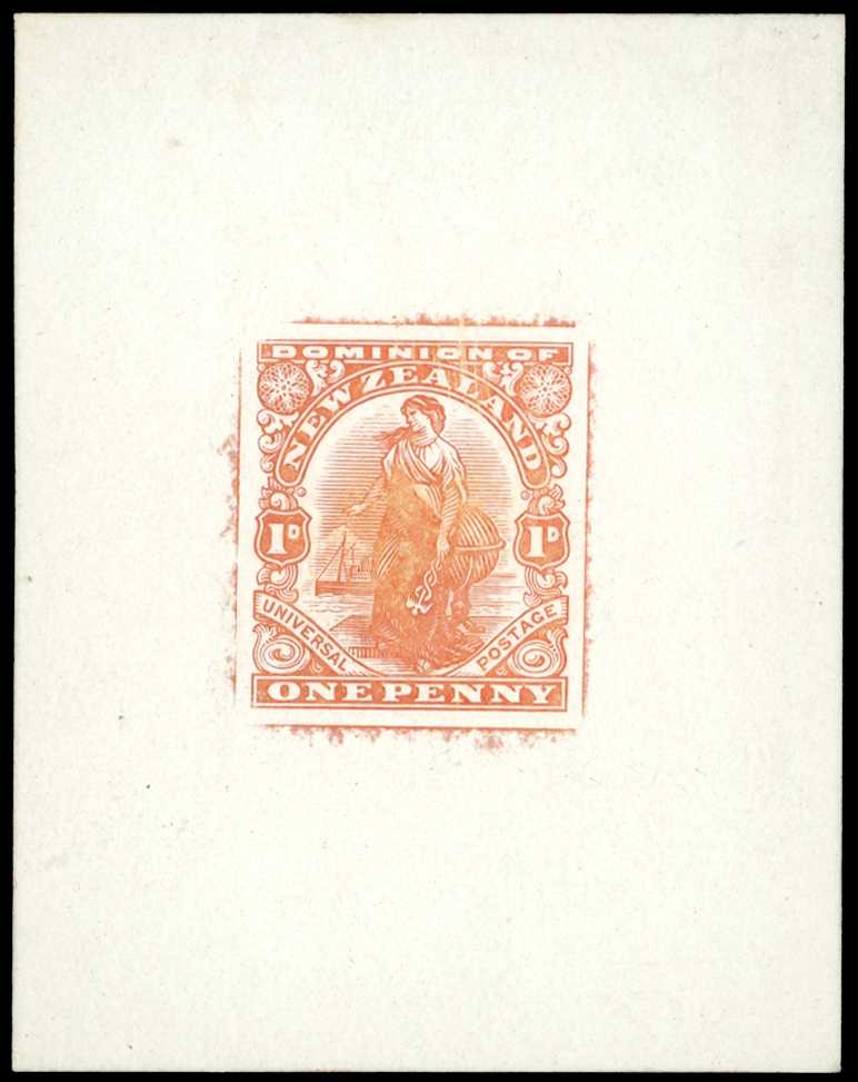 1905 1d Dominion Die Proof in brownish orange...