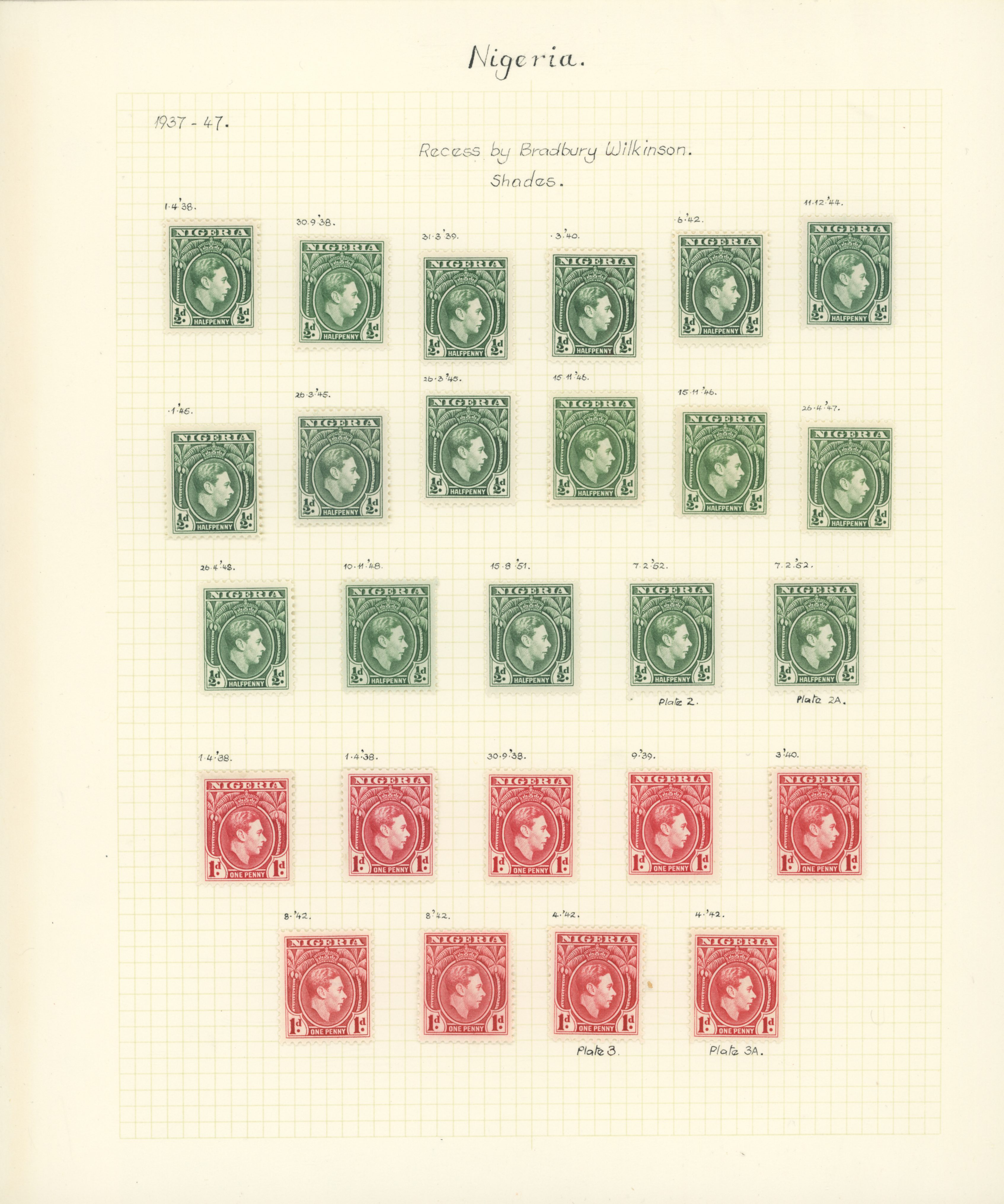 Nigeria SG 49-59c printings collection mint