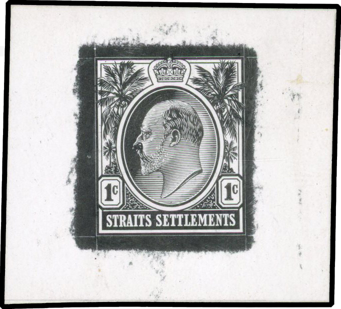 Straits Settlements 1903-04 1c die proof in black