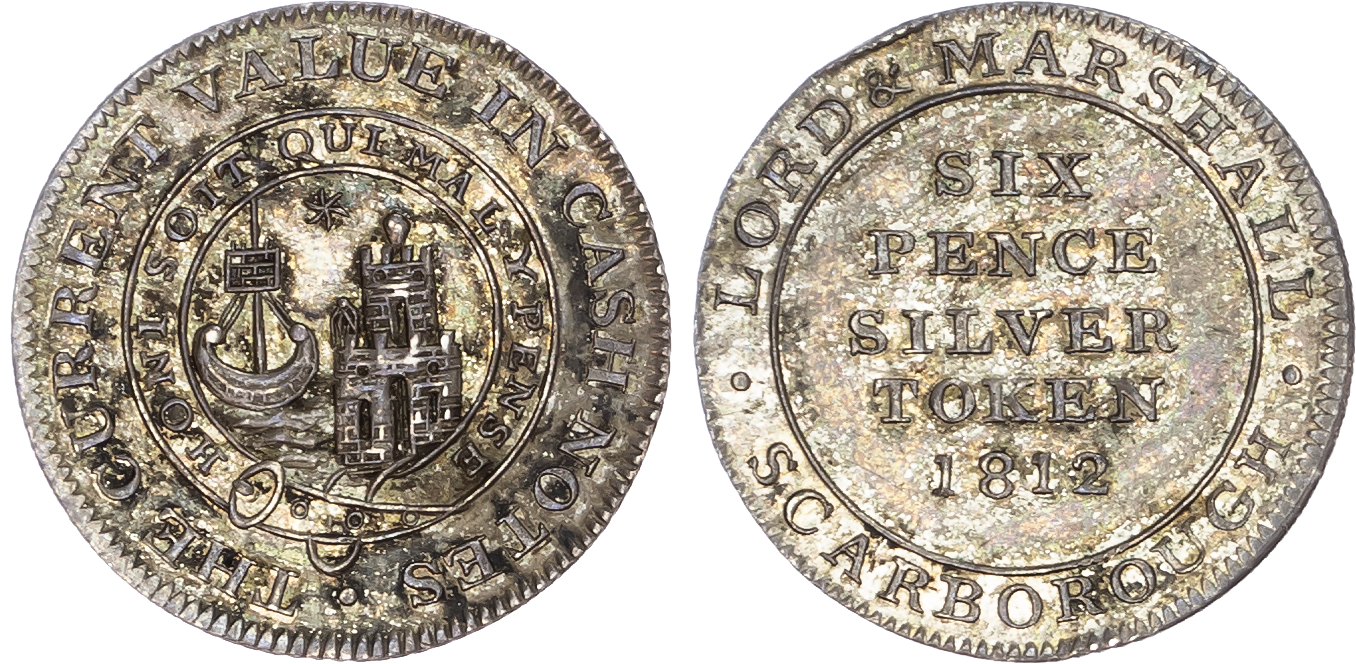 Yorkshire, Scarborough. Lord & Marshall, silver sixpence, 1812.