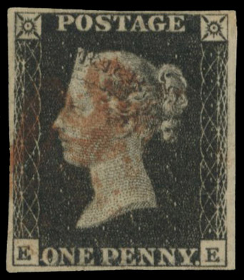 GB 1840 1d black Plate 7 (EE) red-brown Maltese Cross