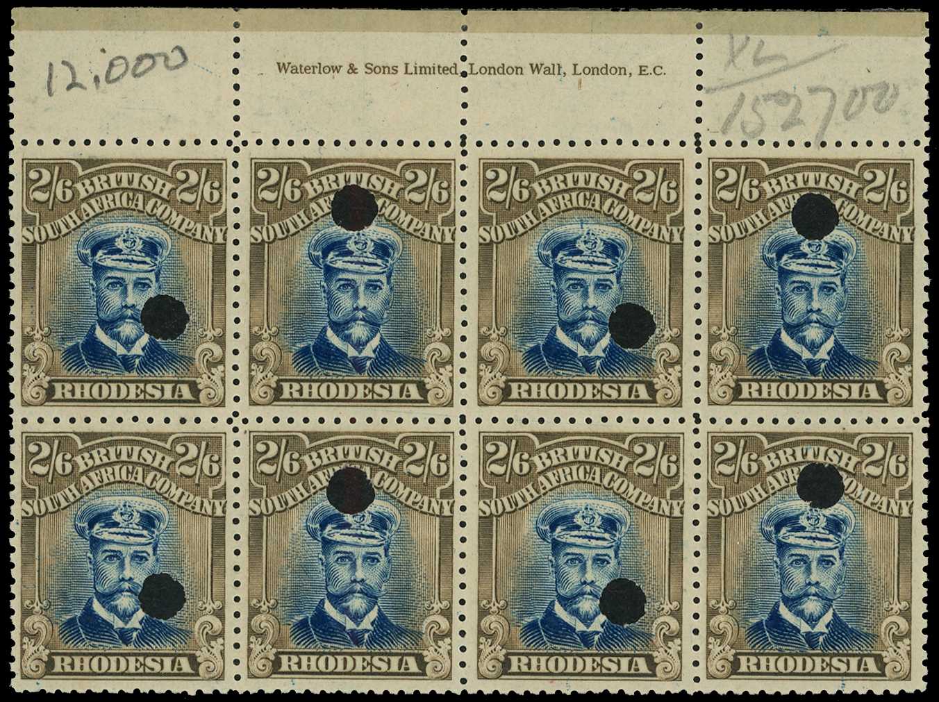 1918-21 2/6d Head Die IIIB, perf 14, toned...