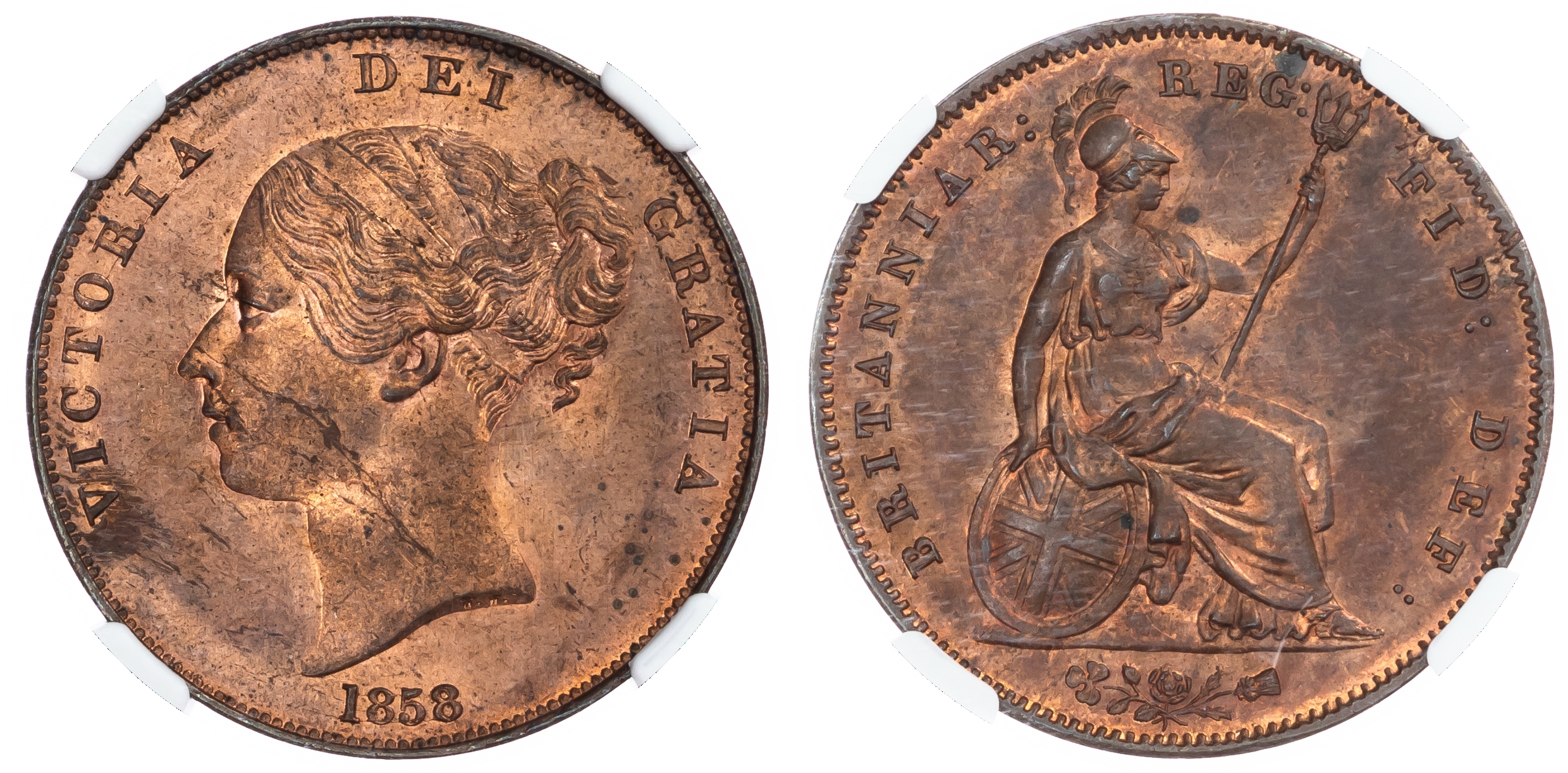 Victoria (1837‑1901), Penny, 1858 over 3.