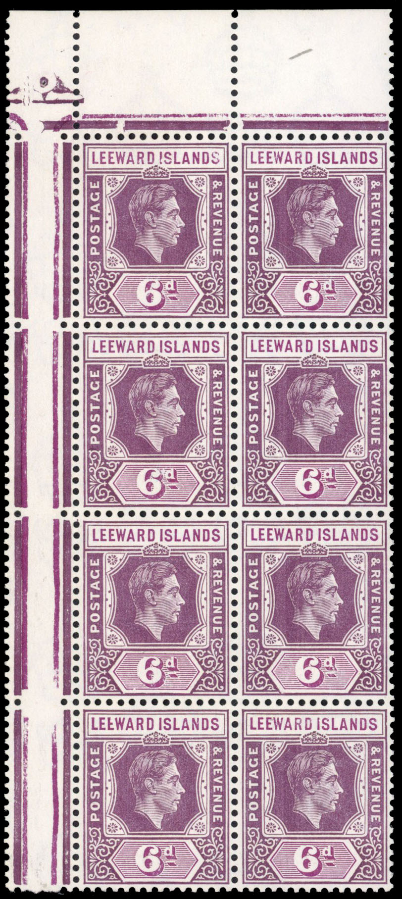 Leeward Islands SG 109ba block mint