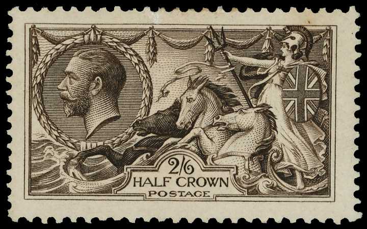 1913 Waterlow 2/6d deep sepia-brown,...