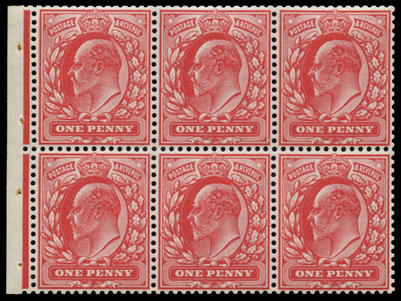 Great Britain 1904 1d Scarlet (Wmk. Inverted). Superb unmounted o.g. booklet pane of six printed by DLR. Exception…