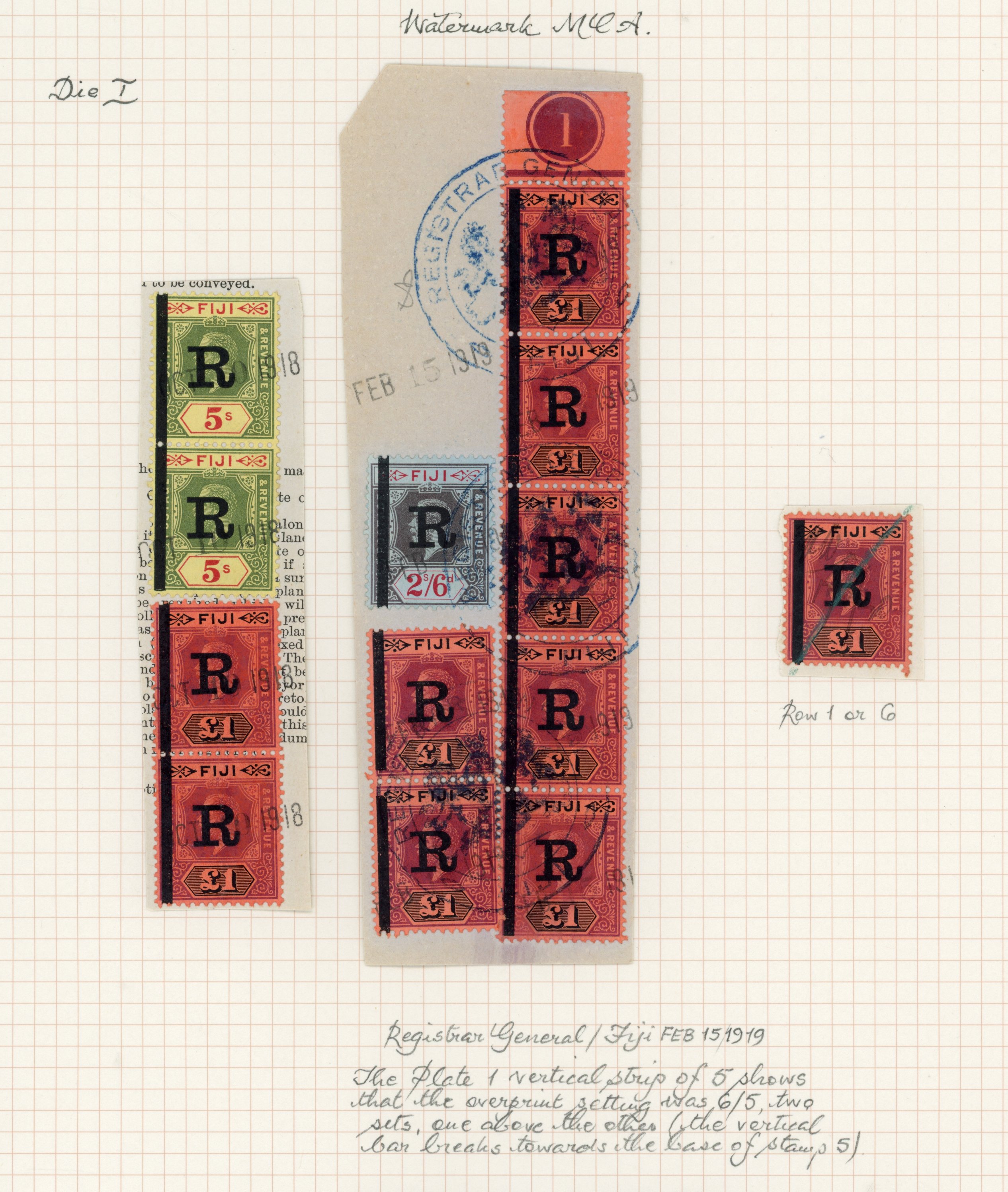 Fiji Revenue KGV collection ex Medlicott