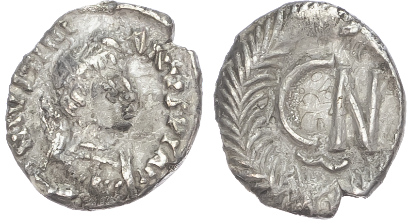 Justin II (AD 565-578) AR Third Siliqua, Rome, 0.93g. 