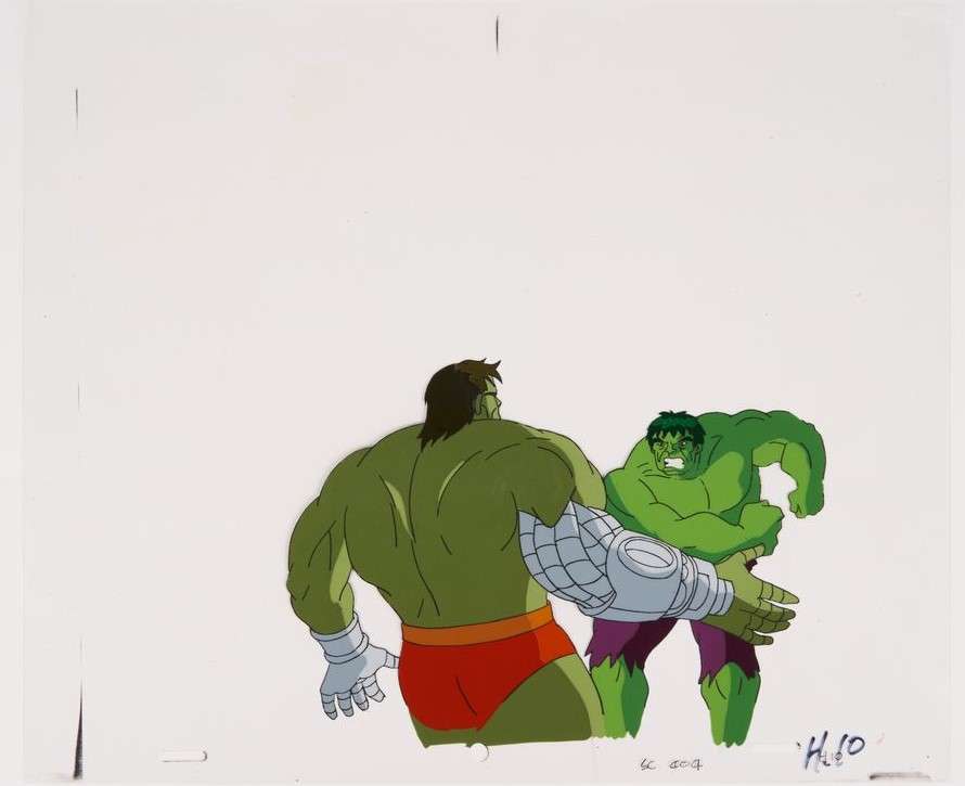 Incredible Hulk Animated Series Hulk and Gamma Warrior Original Production Cel (Marvel Studios, 1996-1997)
