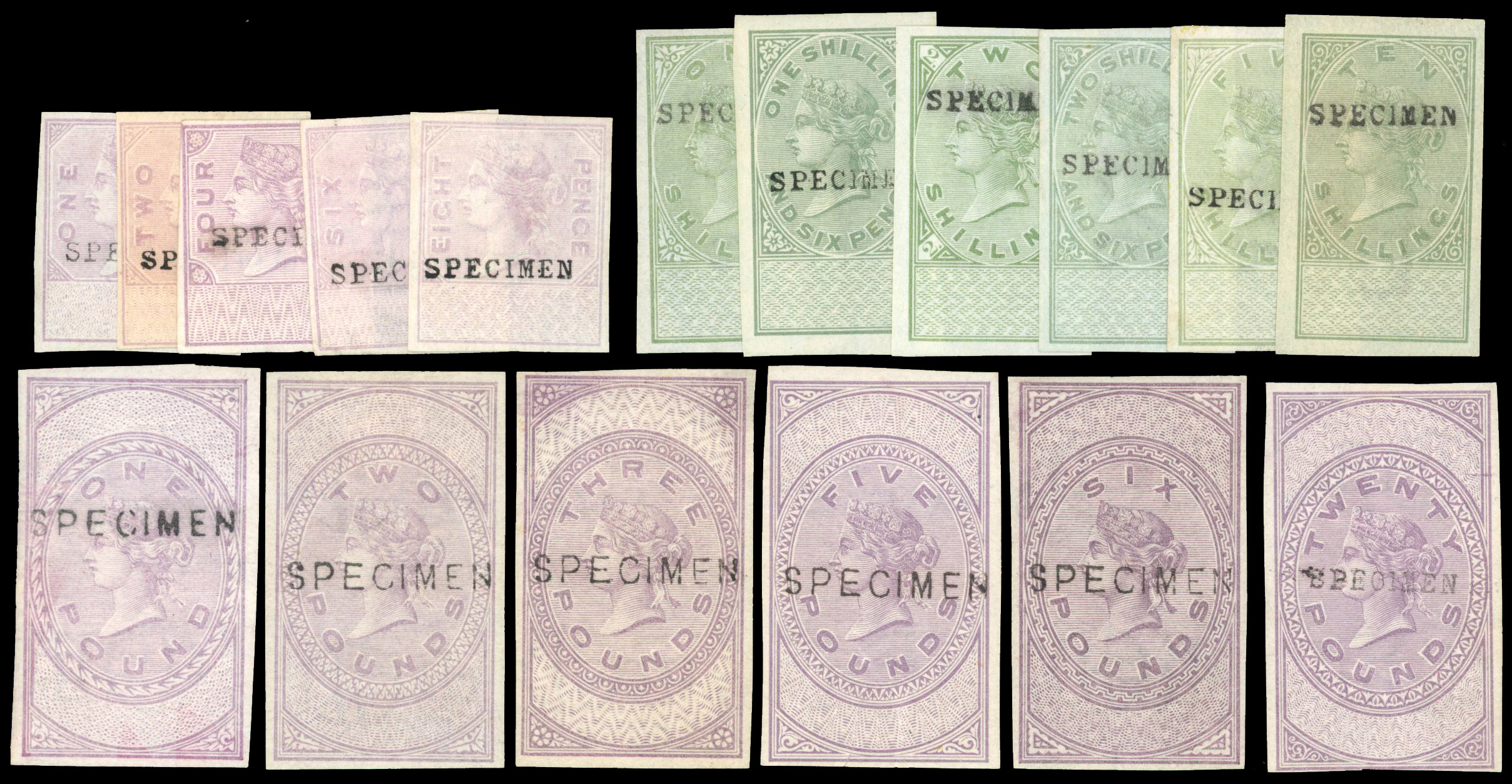 GB c.1880 unappropriated dies Specimens