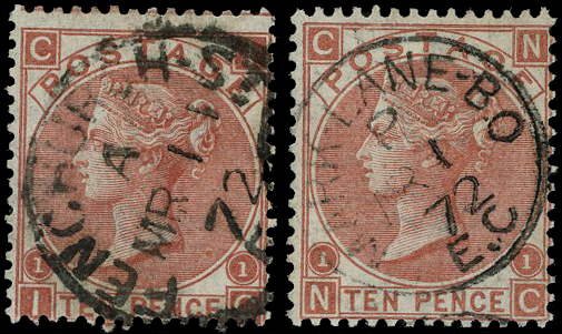 1867 10d red-brown Pl.1.