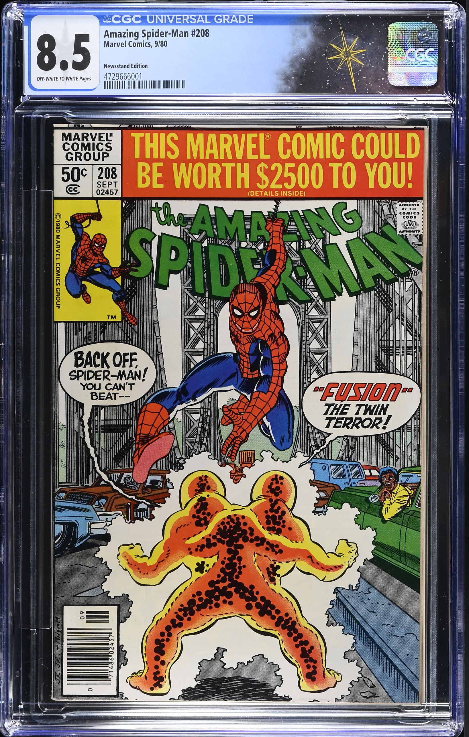 Amazing Spider-Man #208 CGC 8.5 1st App. of Twin Terror Newsstand Edition (Marvel Comics, 1980) Off-White to White Pages
