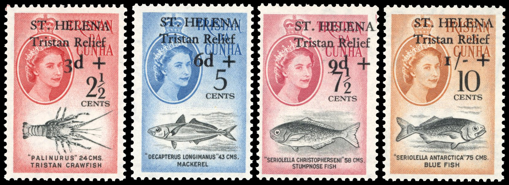 St Helena: 1961 2½c +3d to 10c +1s. Tristan Relief Fund unmounted mint set of 4, RPS Certificate (2020). SG 172/175