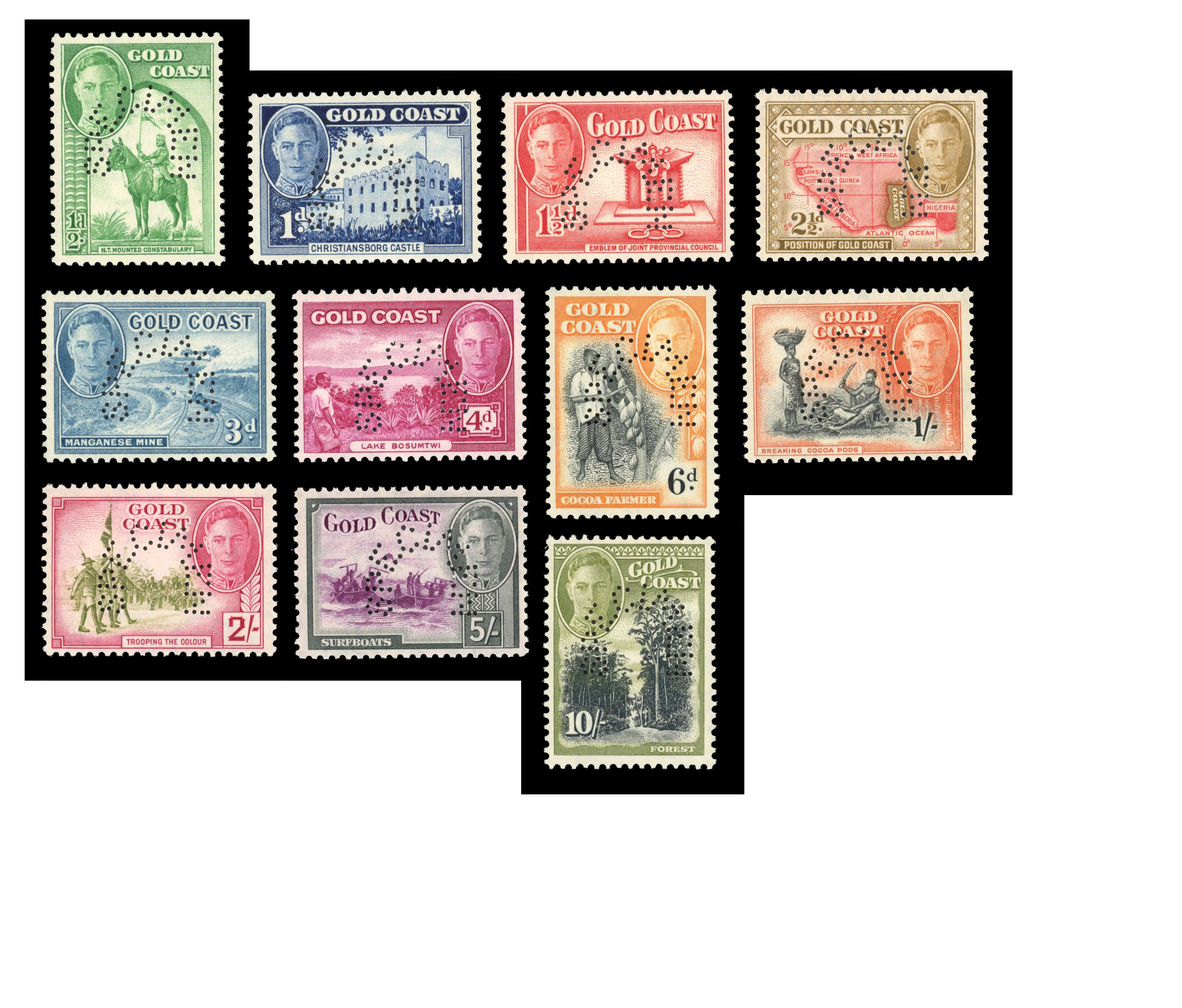 Gold Coast SG 135s-146s 1948 set Specimens