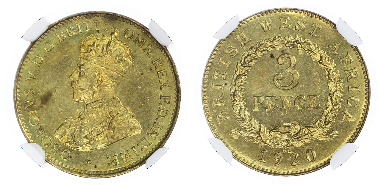 British West Africa. George V BR Threepence. 1920KN. 