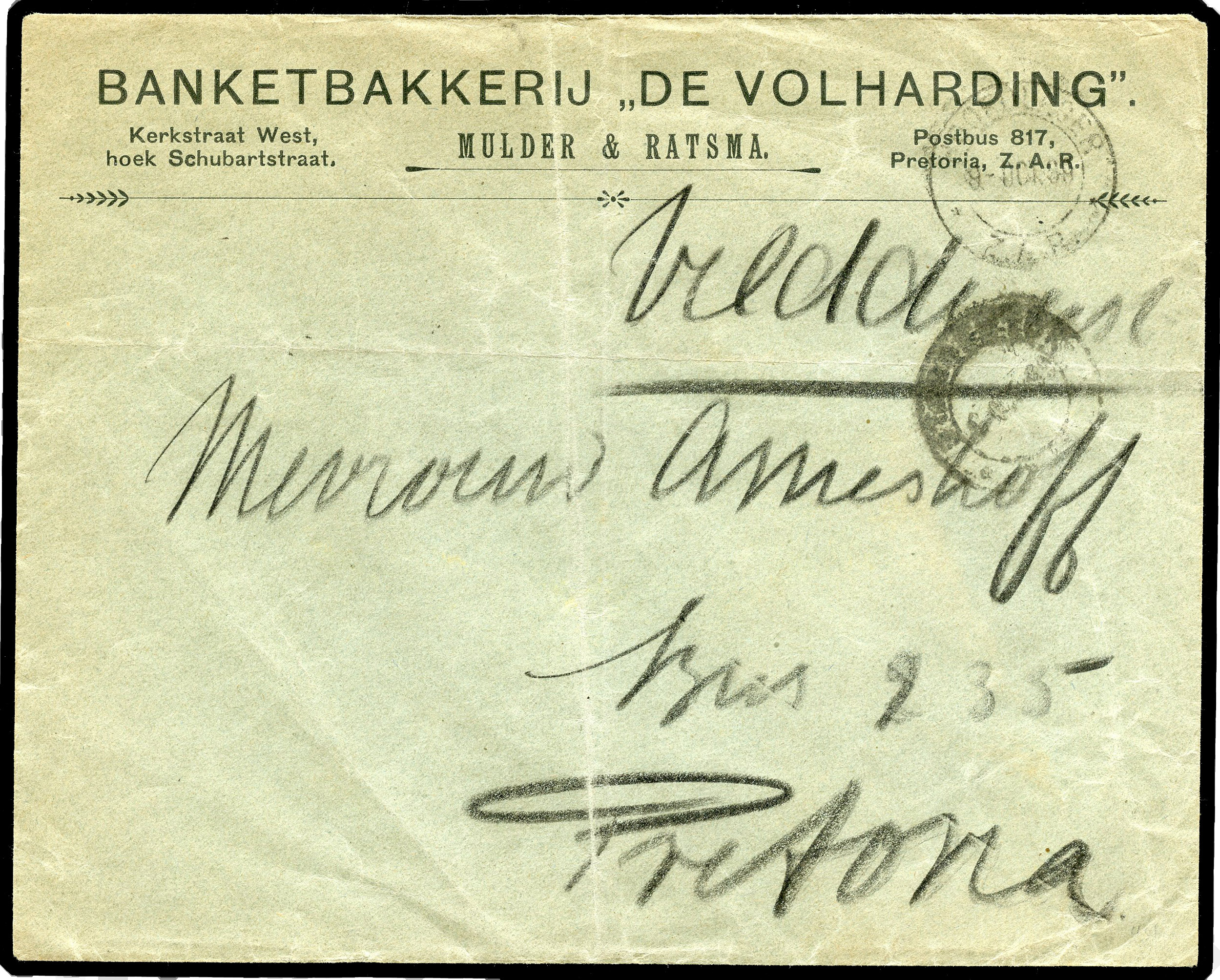 Transvaal 1899 Boer Soldier's mail 