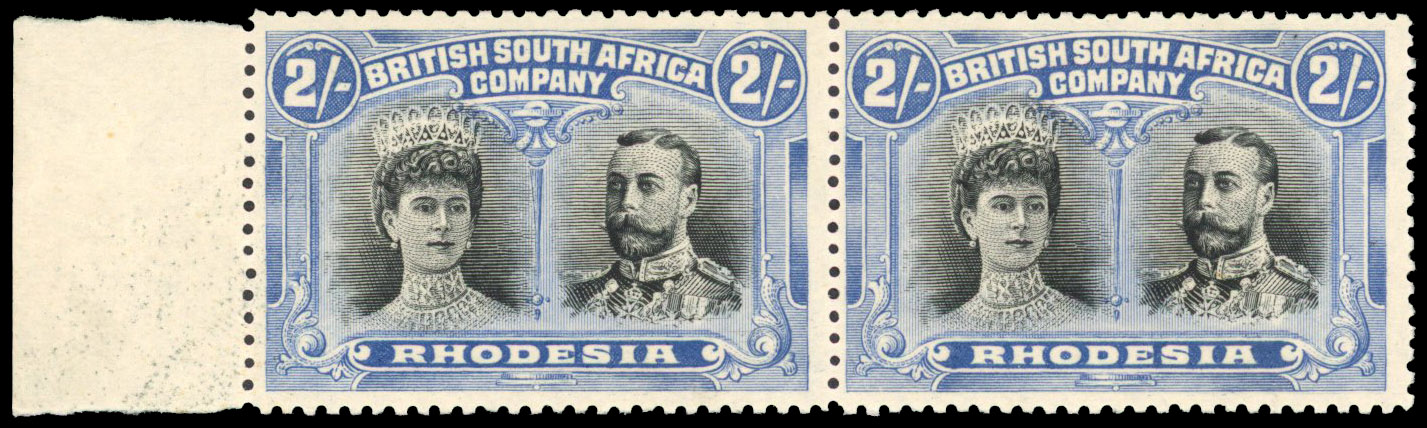 SG 153 2s black and ultramarine pair mint