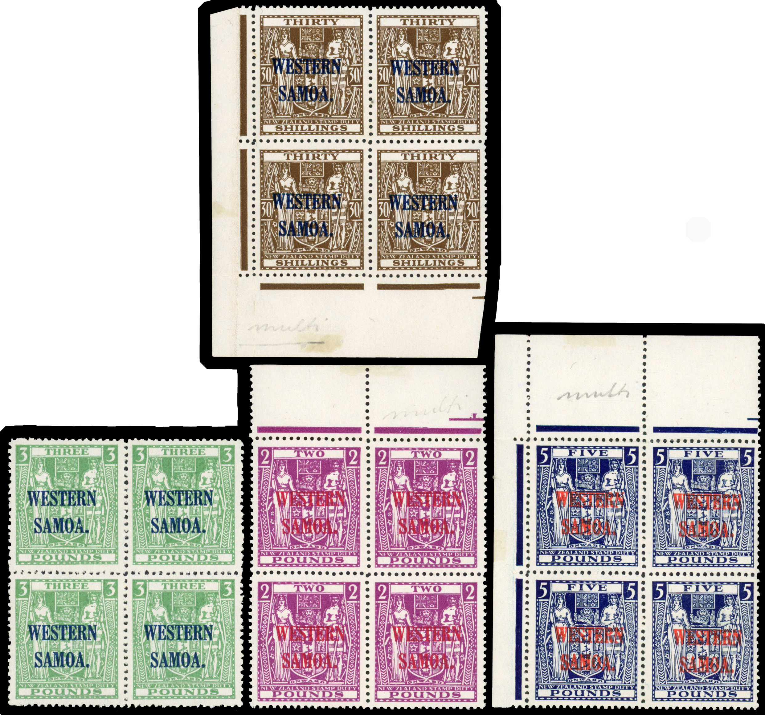 Samoa SG 211-4 blocks mint