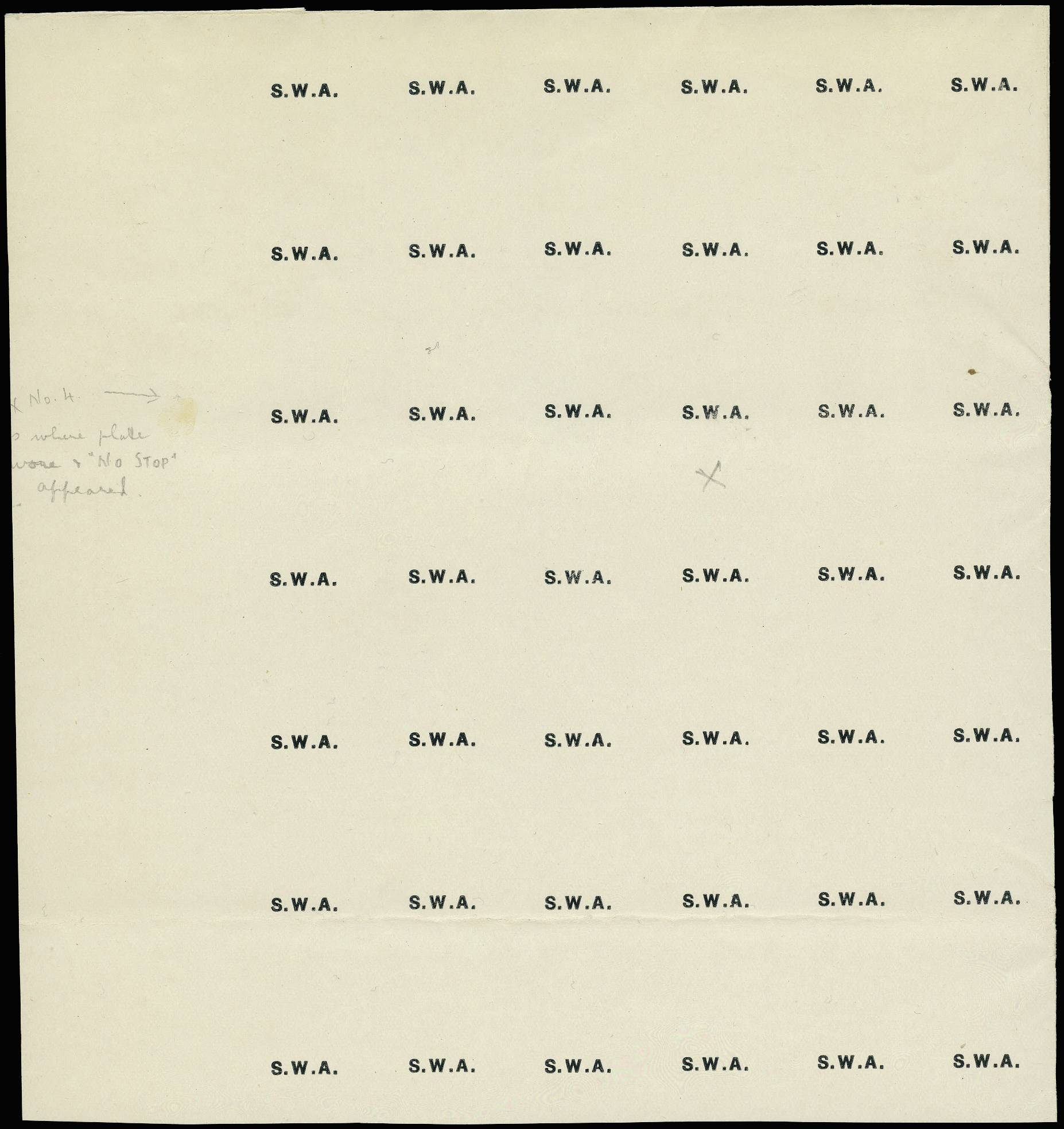 SOUTH WEST AFRICA SG 56/67 1927 PROOF OF TYPE 10 OPT