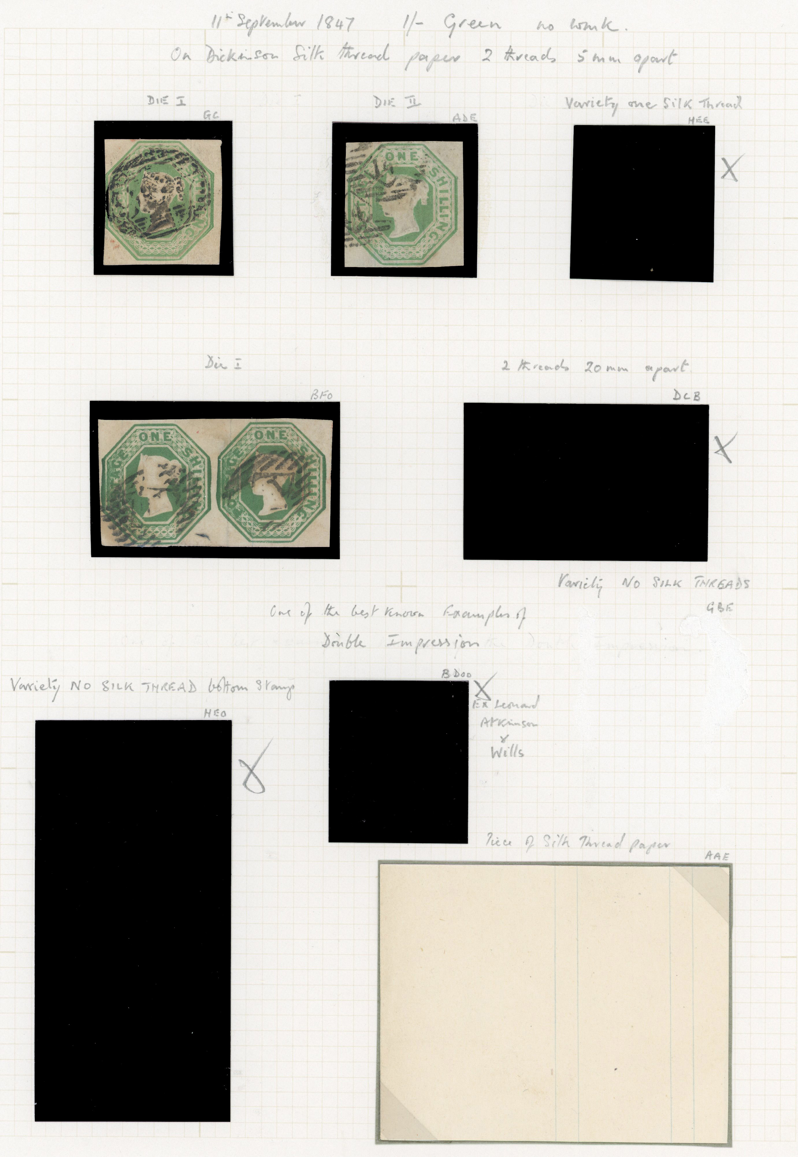 1847-54 10d brown & 1s Green embossed. A group of used embossed