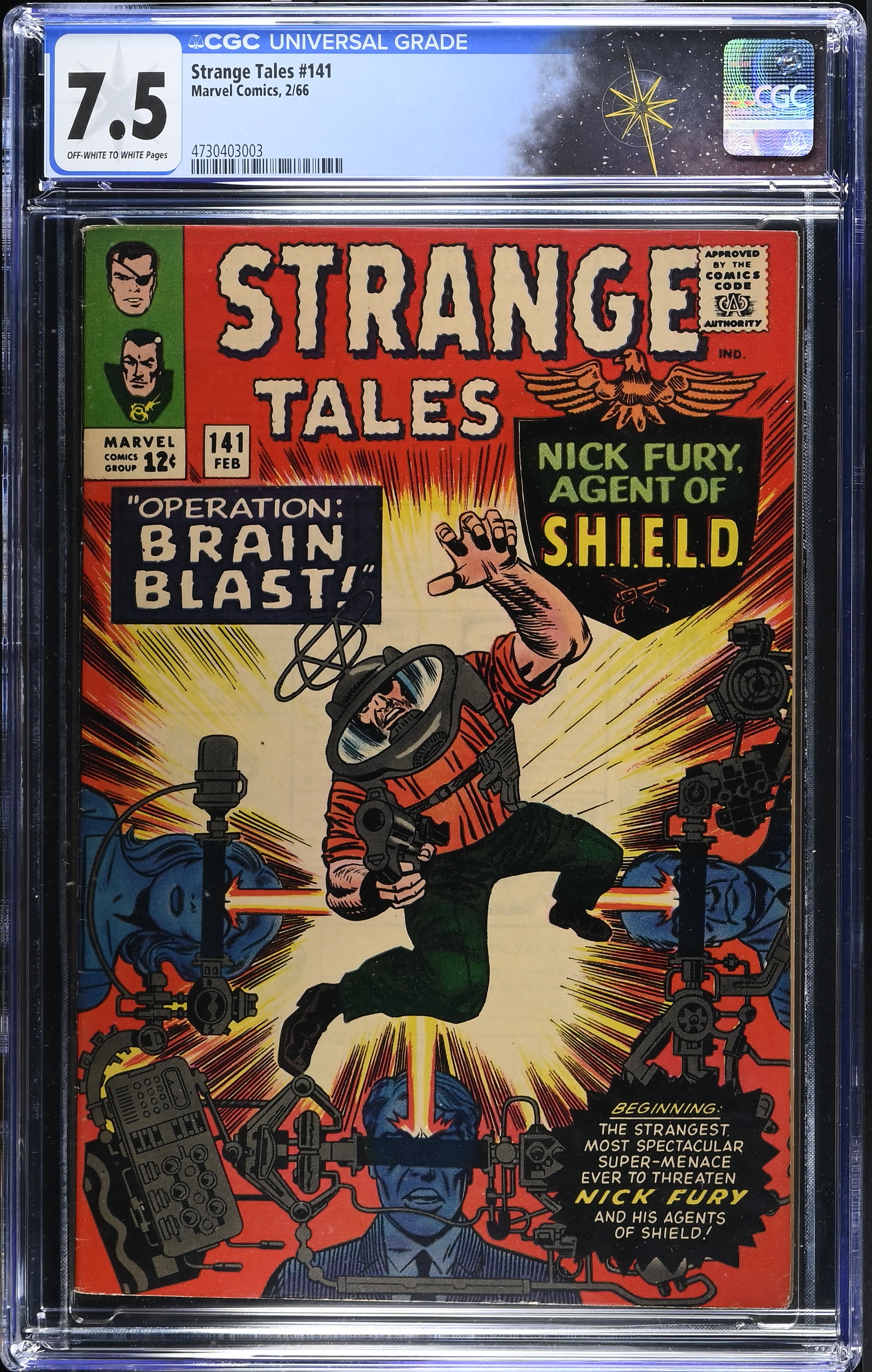 Strange Tales #141 CGC 7.5 1st Appearance of Mentallo (Marvin Flumm) & Fixer (Marvel Comics, 1966) Off-White to White Pages