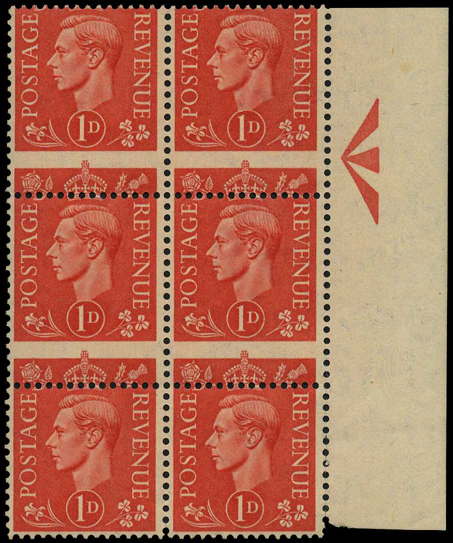 1941-42 1d pale scarlet, right marginal...