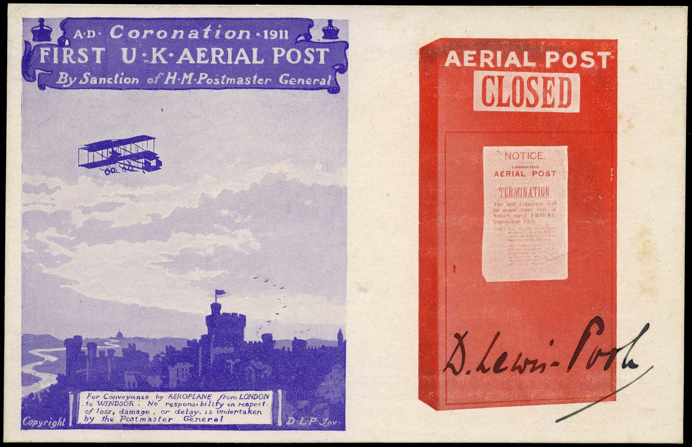 1911 FIRST U.K. AERIAL POST: Special...