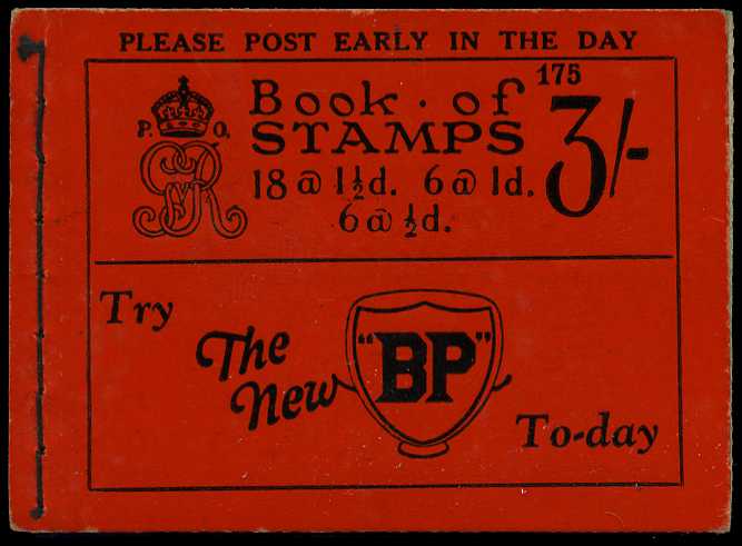 1929 (September) 3/- booklet (#175), perfs...