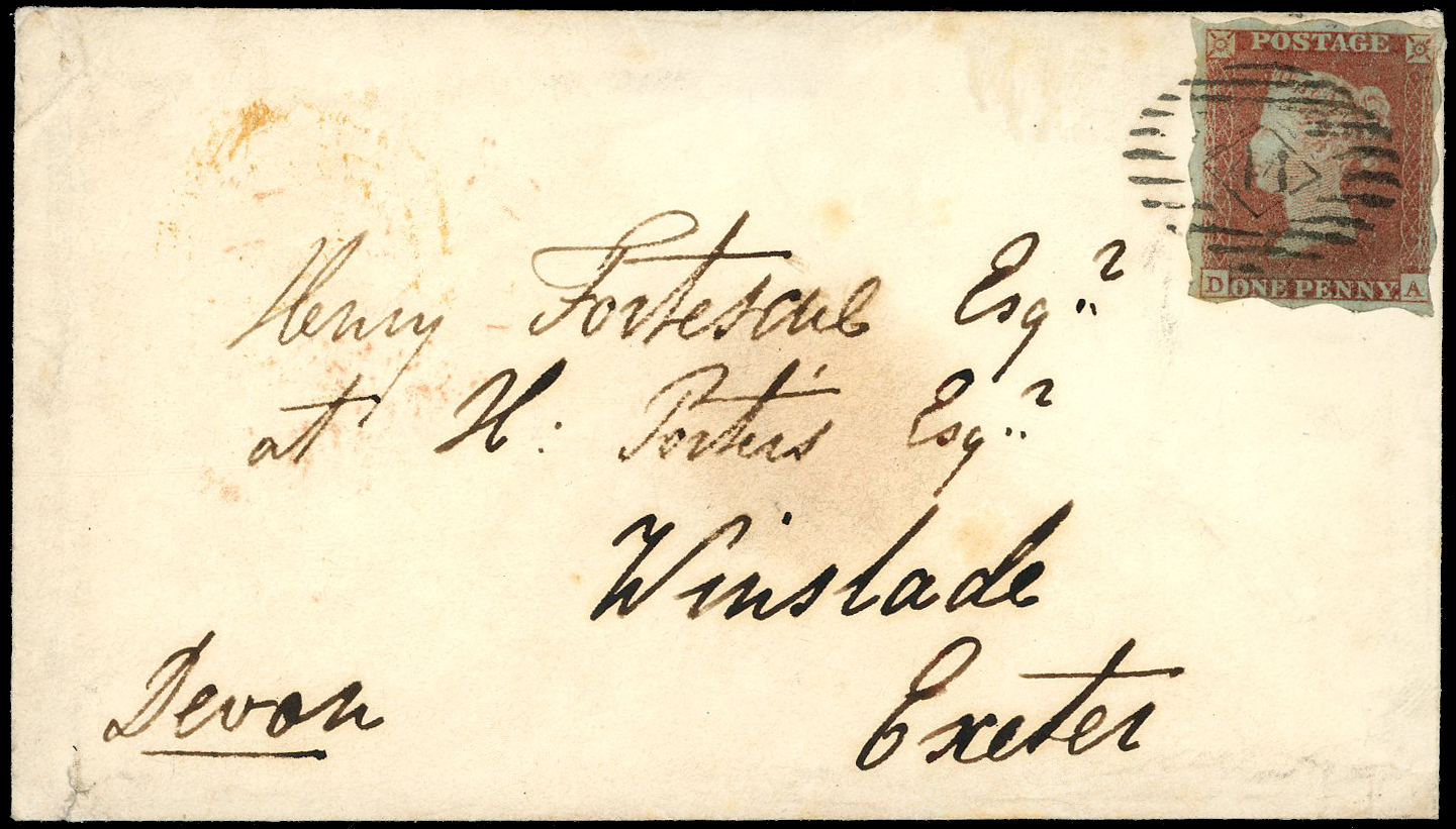 1841 1d Red brown Pl.167. (Treasury roulette trial) on cover