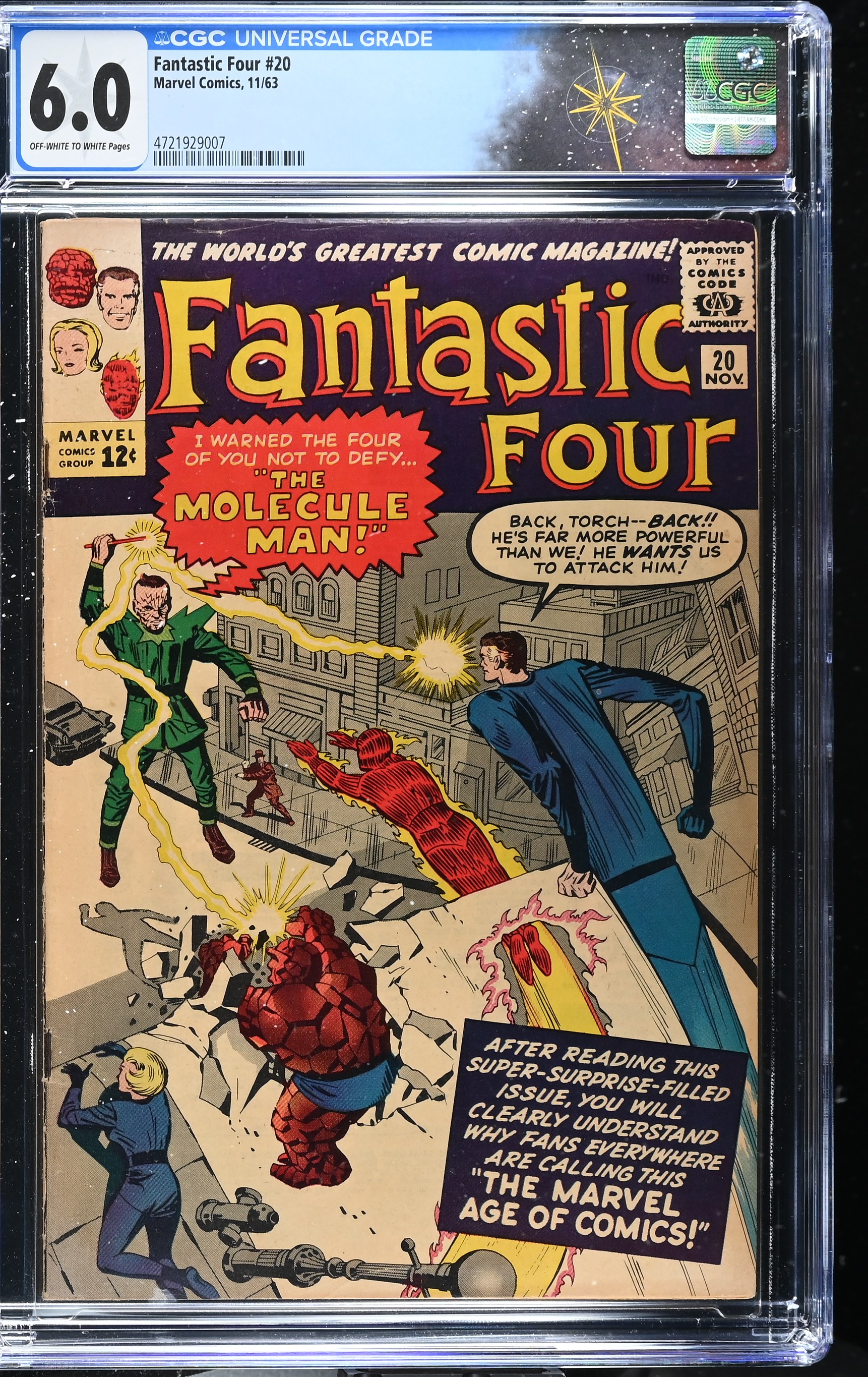 Fantastic Four #20 CGC 6.0 1st Appearance of the Molecule Man (Owen Reece) (Marvel Comics, 1963) Off-White to White Pages