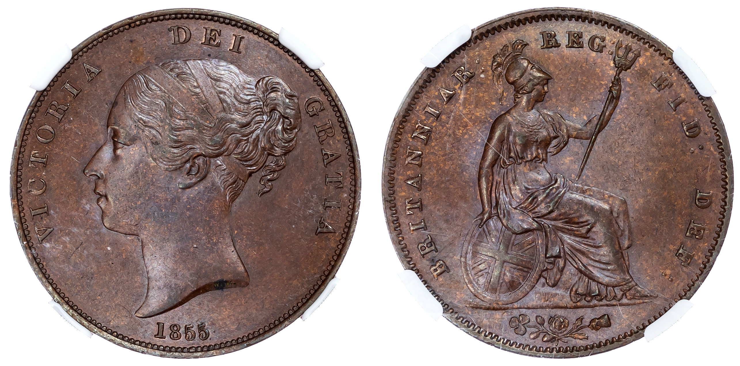 Victoria (1838-1901), Penny, 1855. NGC MS64 BN