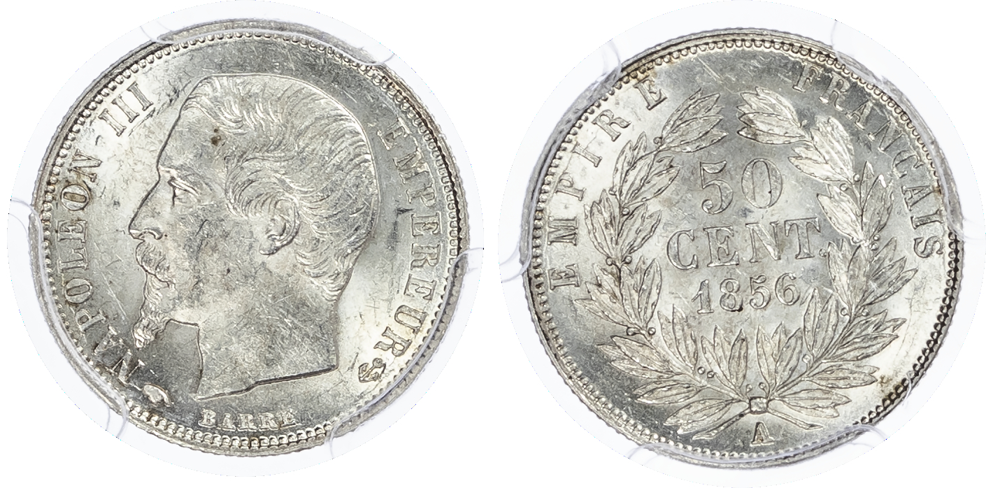 France. Napoleon III AR 50 Centimes. 1856A.